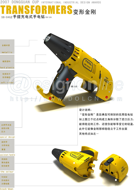 2007年东莞杯国际工业设计大赛的终评工作已经于2007年10月16日结束,湖南大学设计艺术学院04级本科学生何荣津荣获机械组金奖,奖金3万元,并将参加由主办单位组织的欧洲设计之旅。